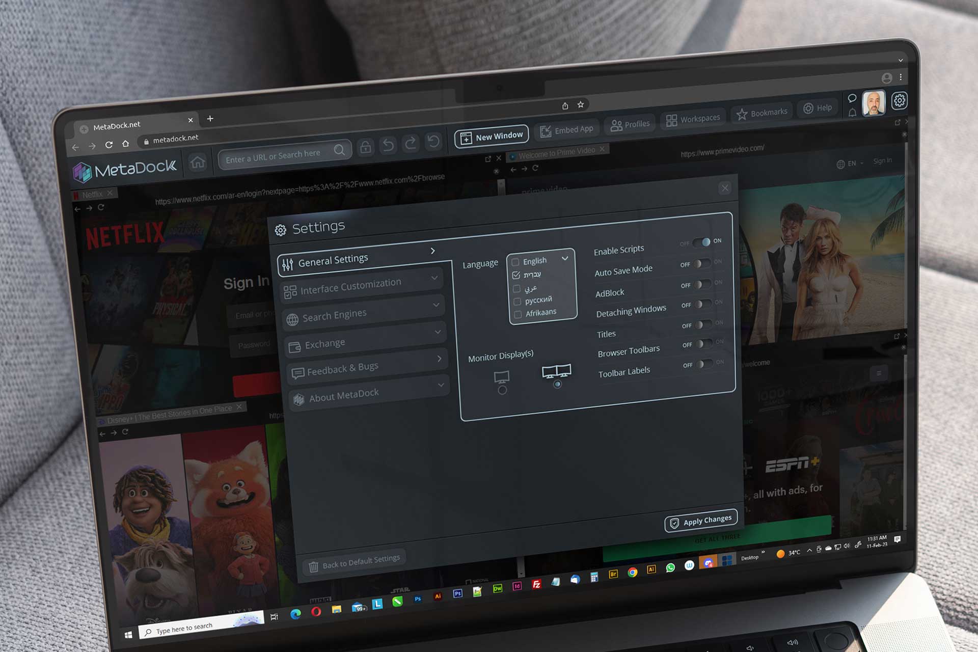 MetaDock.net UI and Branding