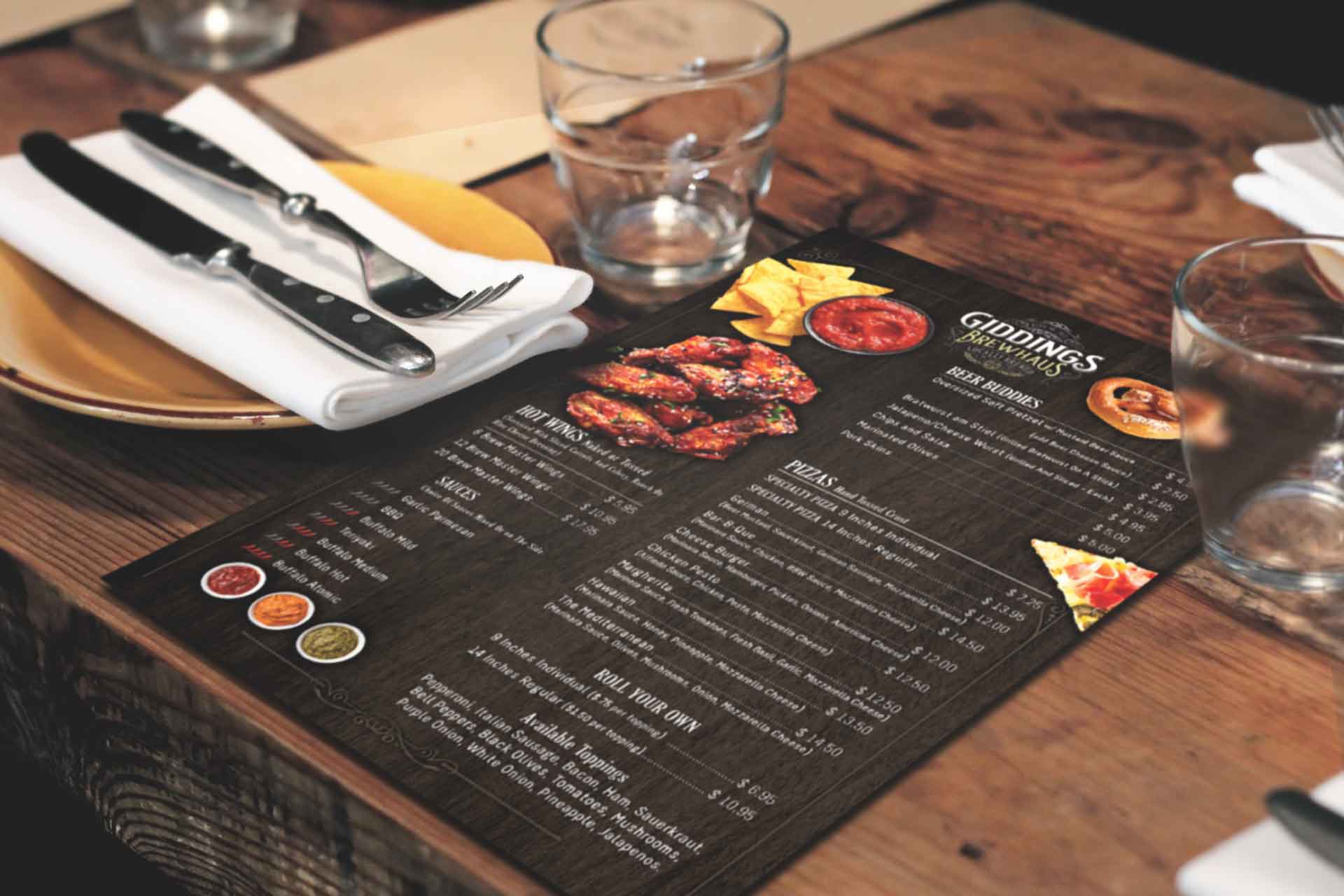 Giddings Brewhaus Menu Design