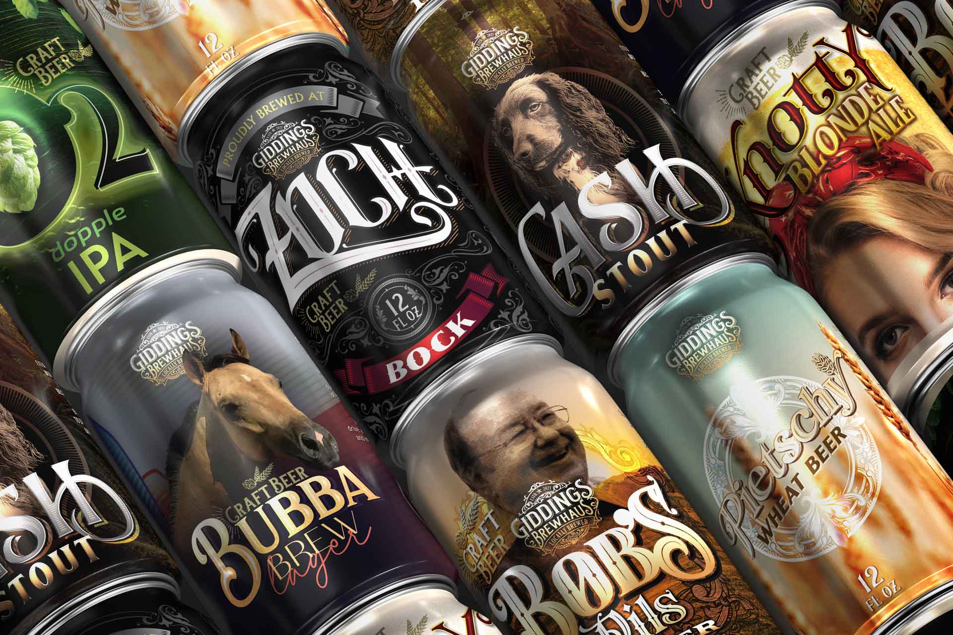 Giddings Brewhaus Beer Label Design